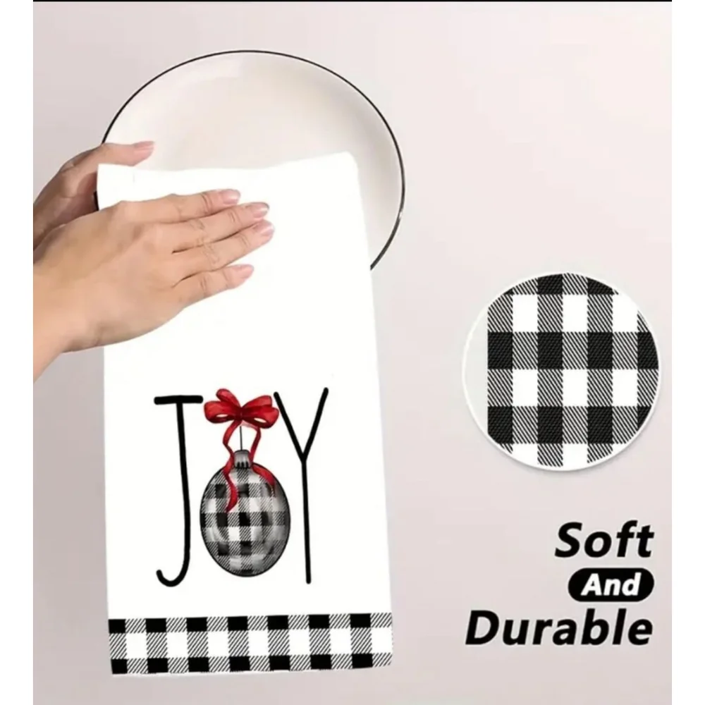 Kitchen Towels Set, Black and White, 2 Pack